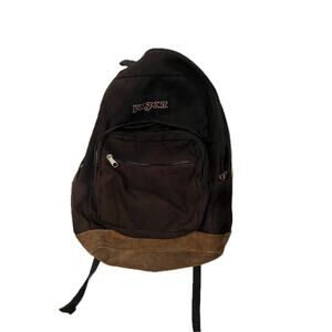 JanSport Right Pack Black 2 Section Backpack W Leather